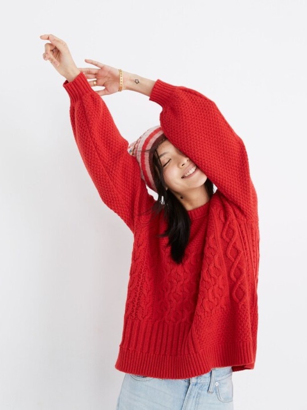 Madewell Copenhagen Merino Wool Alpaca Cable Knit Sweater size S 90s fall chic